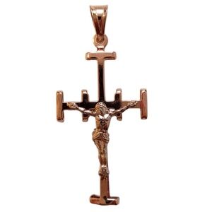14K Rose and Yellow Gold Crucifix Charm Pendant #20531